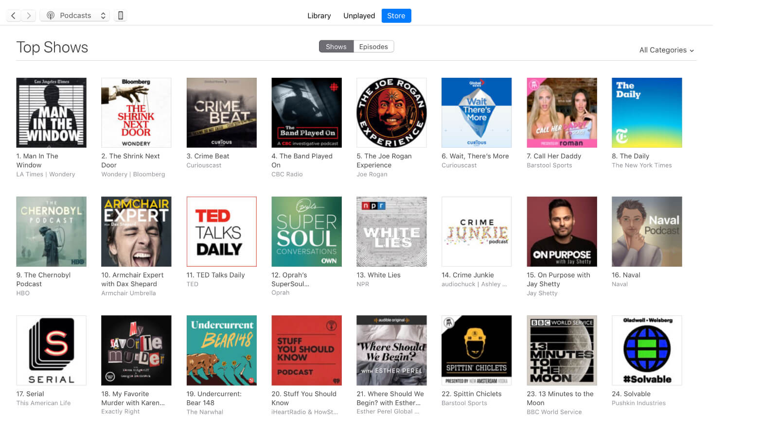 itunes podcast chart