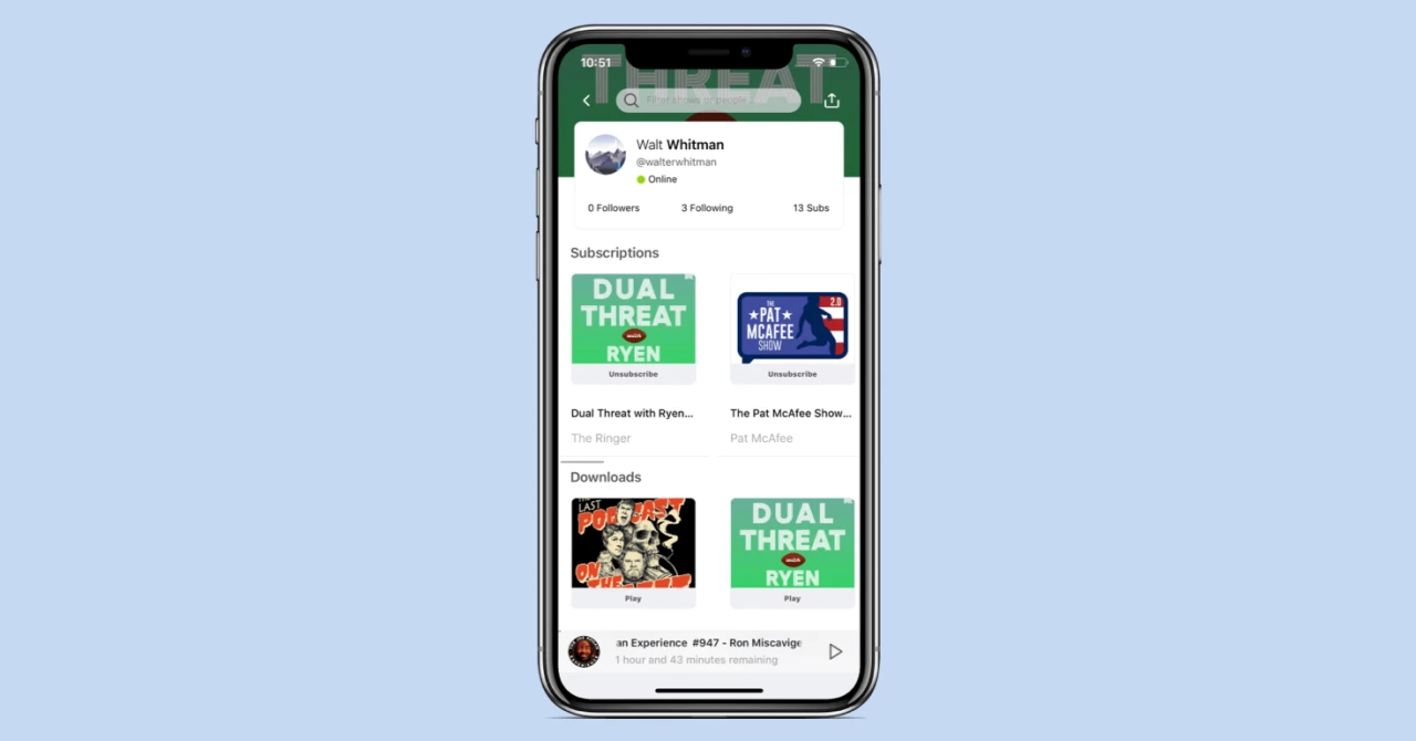 Broadcast podcast player