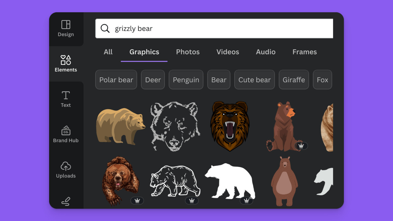Find clipart in Canva for podcast artwork