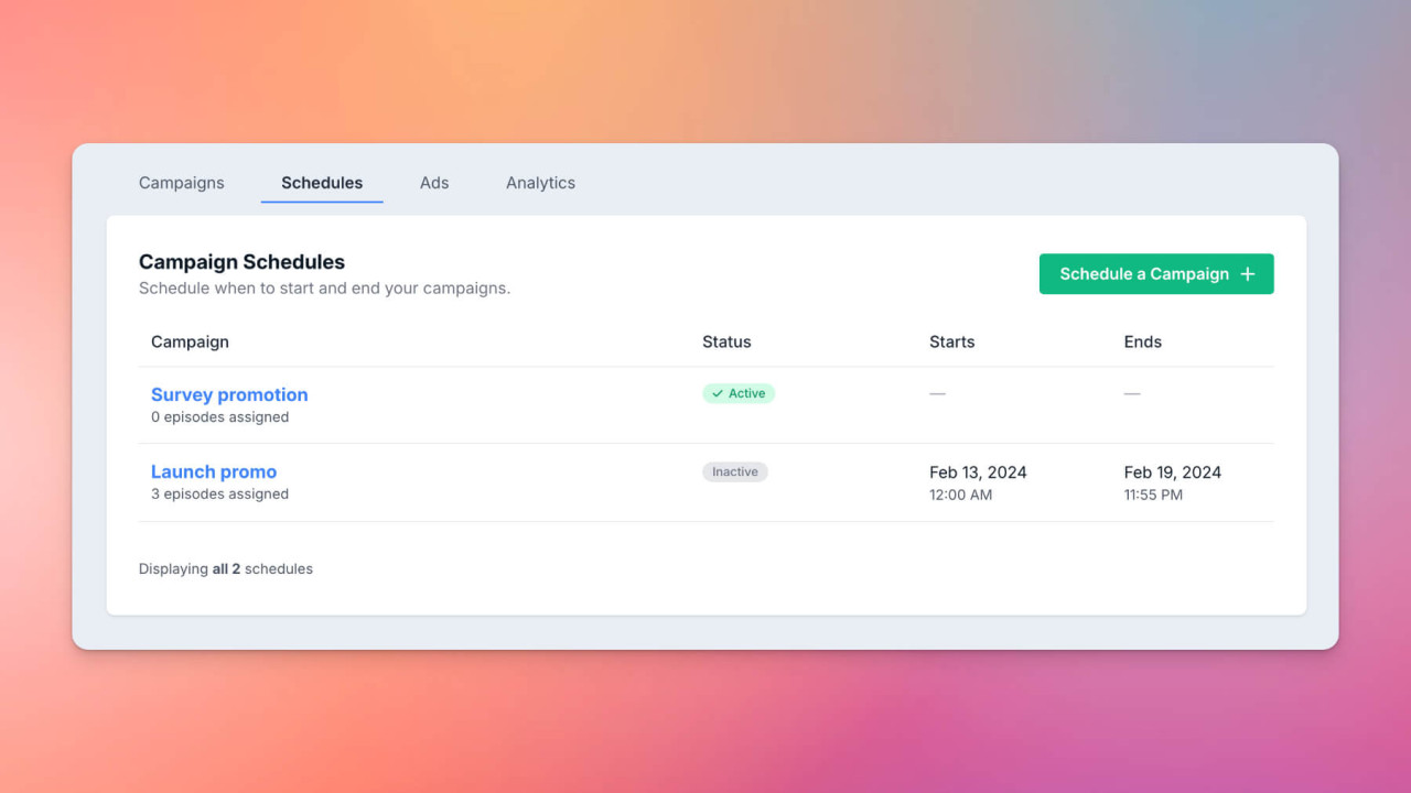 Podcast DAI Campaign Scheduling