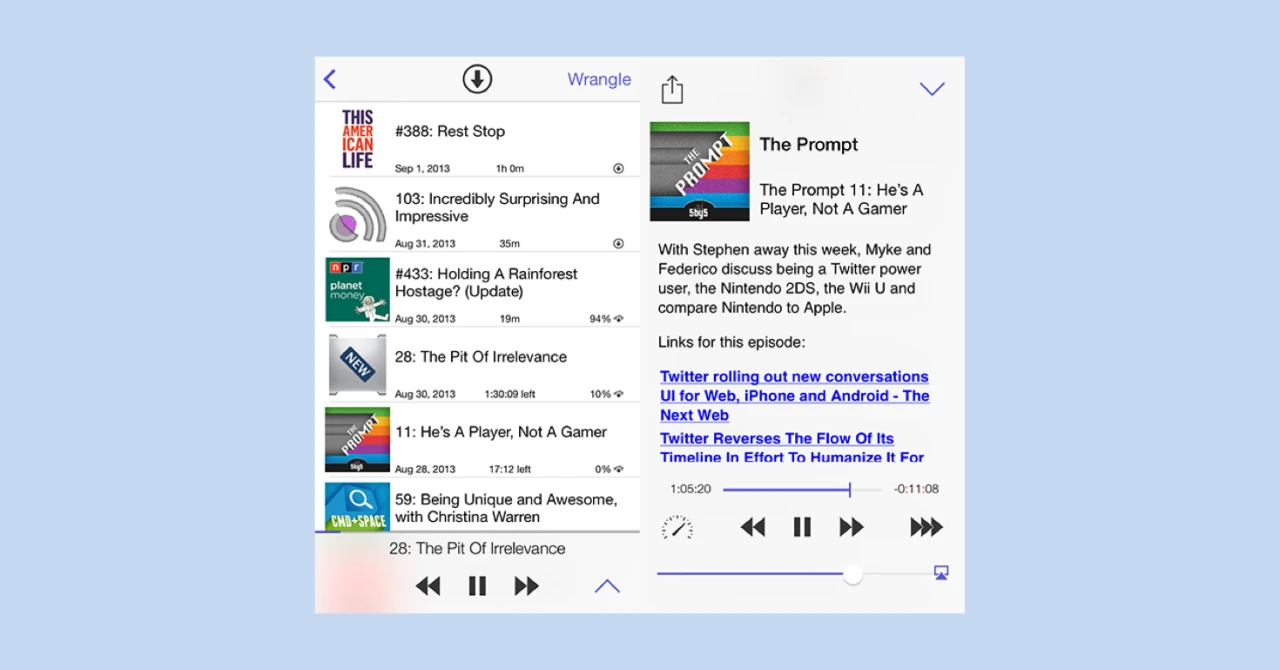 Screenshot of Pod Wrangler iOS app featuring 