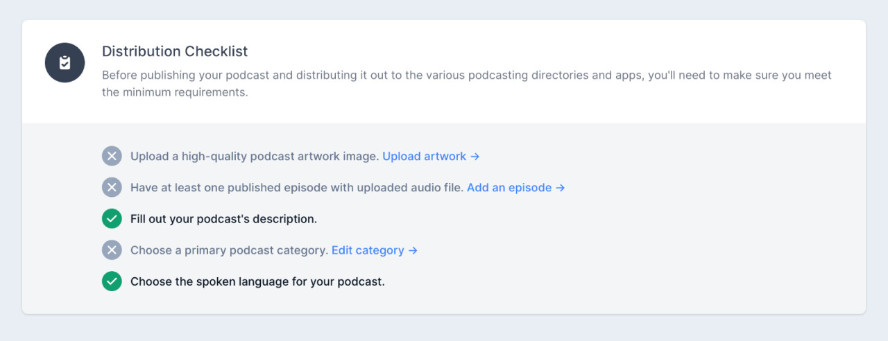 Pre-publishing podcast checklist