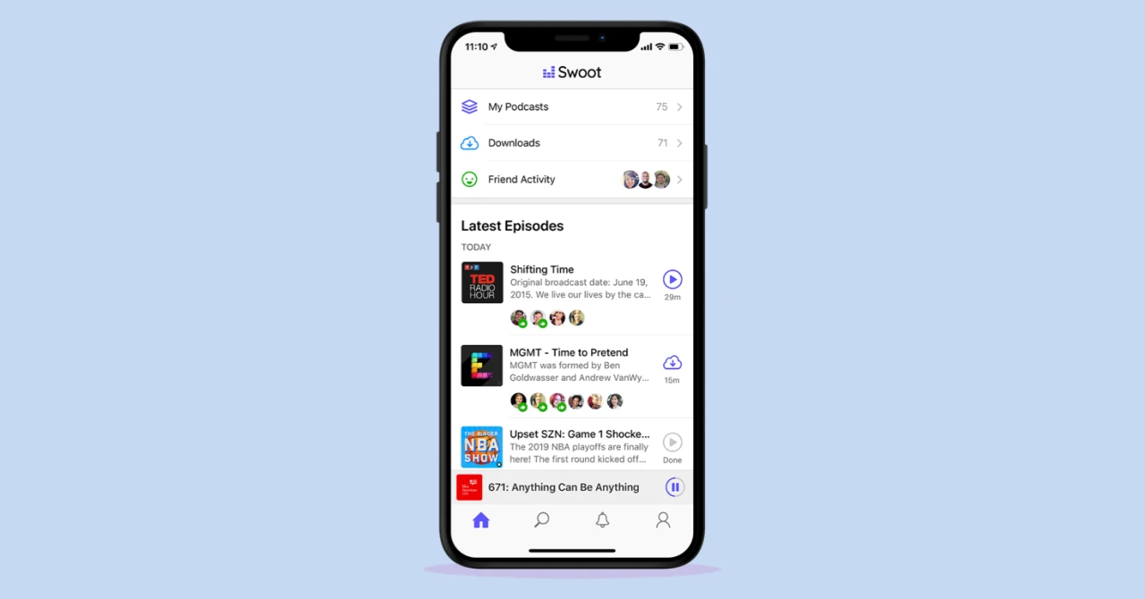 Swoot podcast player