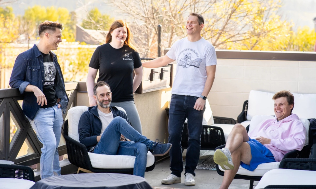 Transistor.fm team - Justin Jackson (CEO), Jon Buda (President), Helen Ryles (Customer Success), Jason Pearl (Engineering), Michael Green (Customer Success)