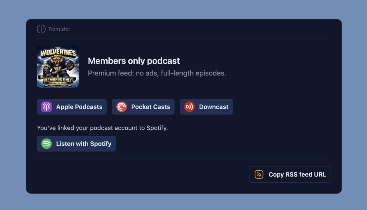 Ghost members see the private podcast embed